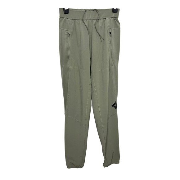 Adidas Womens Joggers S Sage Green Logo AEROREADY Drawstring Pockets Activewear - Picture 1 of 16